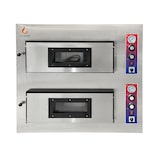 thumbnail of Gasfrit – Forno per Pizza Industriale a Gas 2 Bocche 4+4 x 33 cm con Base in Ceramica Refrattaria e Termostato di Qualità | Temperatura max 500°C -