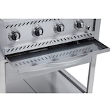 thumbnail of METRO PROFESSIONAL Barbacoa de gas con 4 quemadores, acero inoxidable, 146 x 70 x 111 cm, con 4 ruedas, con funda protectora, plateado