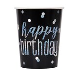 thumbnail of 8 glitzer Becher schwarz & silber Happy Birthday