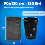 thumbnail of G.M. DISTRIBUZIONE - 8 Sacchi Neri Grandi Resistenti 90x120 cm Plastica HDPE, 130 litri, Sacchetti Indifferenziata, Sacchi Spazzatura Buste Spazzatura