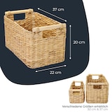 thumbnail of HMF Aufbewahrungskorb geflochten aus Wasserhyazinthe, Korb mit Holzgriffen zur Aufbewahrung für Badezimmer, Wohnzimmer, Küche, 37 x 22 x 20 cm, Natur