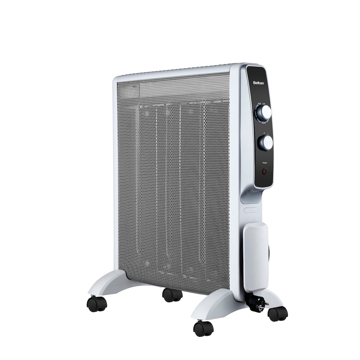 BELTAX BMH-2020 Calentador de mica, 2000W, 2 niveles de potencia, sistema de seguridad anticaída, protección contra sobrecalentamiento, 4 ruedas