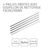 thumbnail of Set van 4 roestvrijstalen rietjes met schoonmaakborstel, 24 cm, Fackelmann Bar Concept