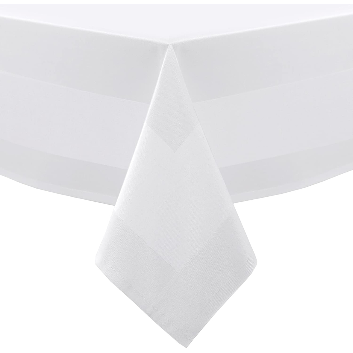 Nappe blanche avec bande satin Atlas 130 x 130 cm - LTITEX