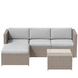 thumbnail of Merax polyrotan loungebankset, lounge tuinmeubelen, bankstel met zit- en rugkussens, loungetafel, bruin