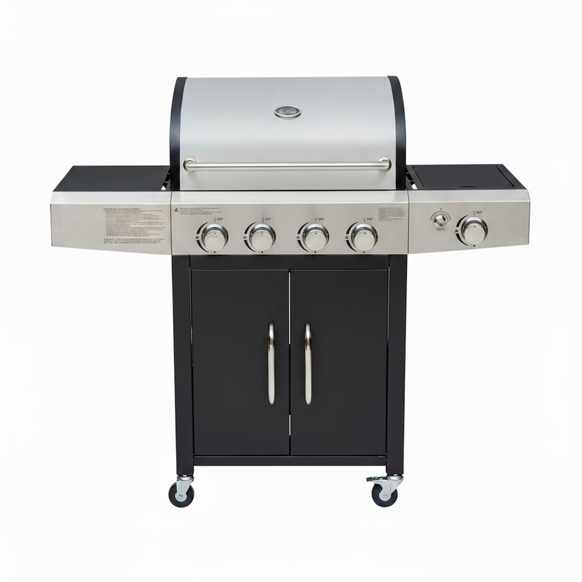 Barbecue a Gas Professionale XXL Da 16 kW con 5 Bruciatori in Acciaio Inox Fuoco Laterale Termometro Griglia Di Cottura 67x42 Cm 137×50×120 Cm Nero