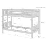 thumbnail of Etagenbett Kiefer waschweiß 90x200 mit Rollrost Bettkasten Kinderstockbett Hohes Bett 60.10-09WS7