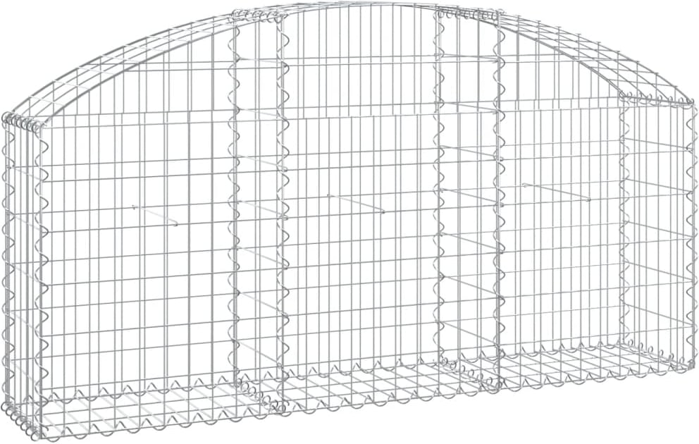 vidaXL Gabione mit Hochbogen 150x30x60/80 cm Verzinktes Eisen