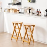 thumbnail of COSTWAY Set di 2 Sgabelli da Bar Pieghevoli in Bambù con Poggiapiedi, Sedia da Cucina Altezza Seduta 61 cm, Sgabello da Bancone