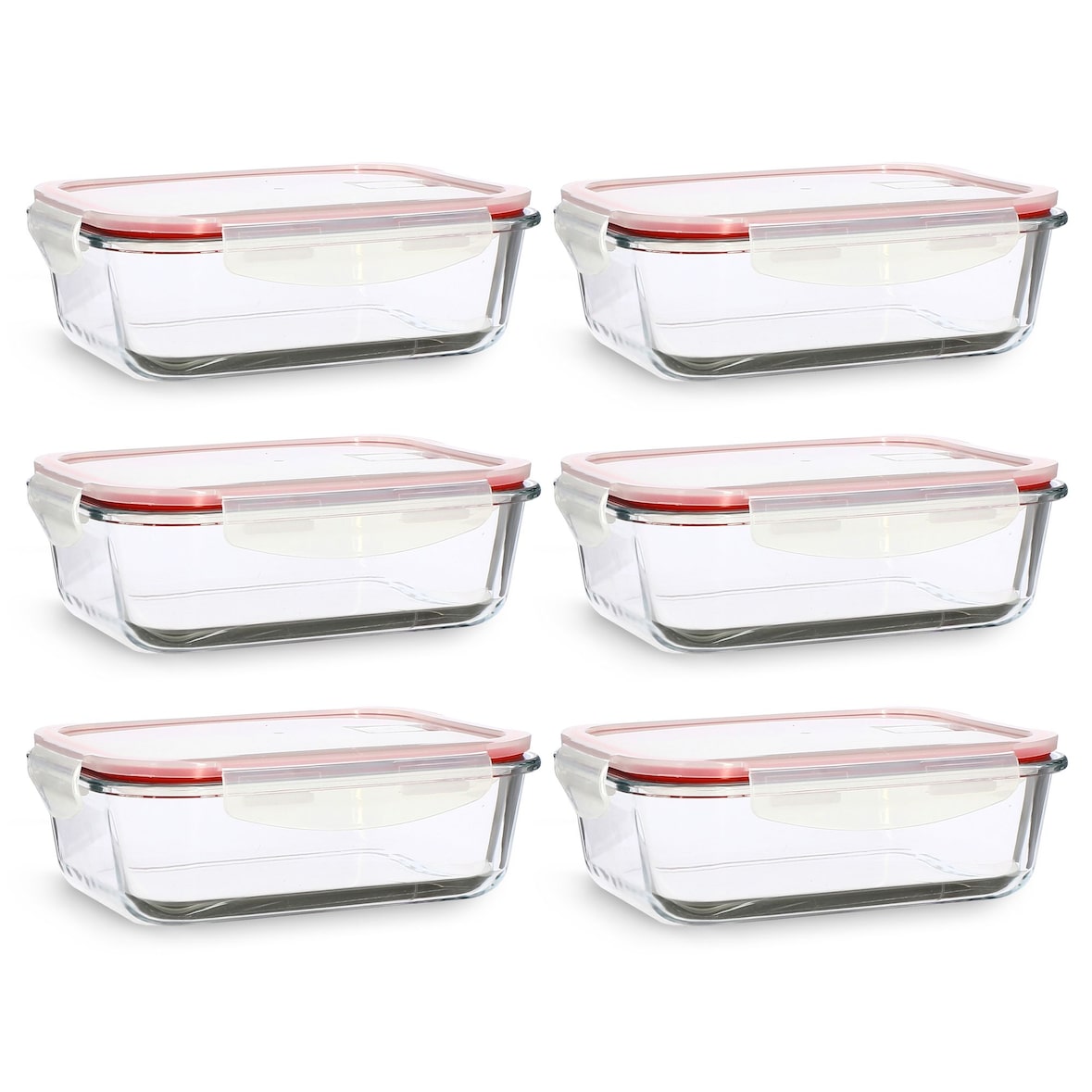 Menastyl - Lot 6 boites hermétiques clémentine rectangles 1040ml en verre