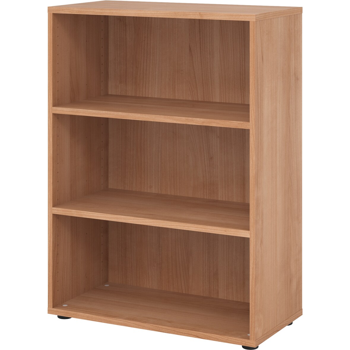 bümö Regal Nussbaum, Standregal aus Holz für 3 Ordnerhöhen - Bücherregal klein 80 cm breit, Aktenregal für Ordner & Bücher, kleines Büroregal,