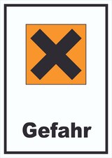thumbnail of Schild Gefahrensymbol Gesundheitsschädlich Gefahr Kreuz hochkant A1 Rückseite selbstklebend