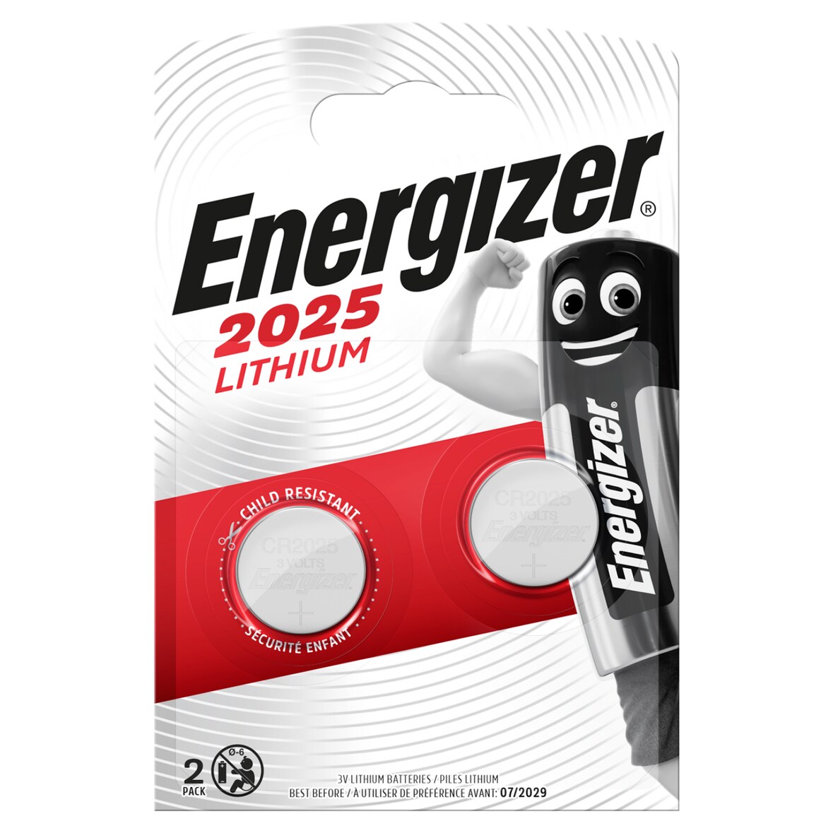 Pile Bouton Au Bouton Lithium Cr2025 3 V 2-blister Usage Non Intensif Energizer