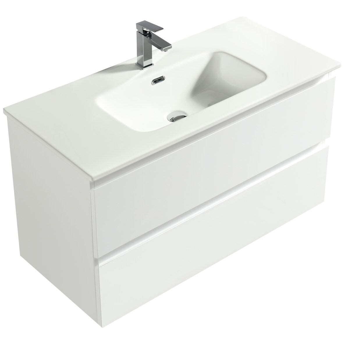 Alpenberger Badmöbel Set | Keramik Waschbecken mit Unterschrank | Vormontierter Waschbeckenunterschrank SoftClose | inkl Schubladen-Organizer Gäste WC