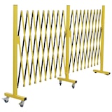 thumbnail of Alu Absperrgitter HWC-B34, Scherengitter Schutzgitter mit Rollen, ausziehbar 110x60-500cm ~ gelb-schwarz