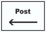 thumbnail of Post Schild mit Text und Richtungspfeil links Annahme Brief Paket waagerecht A0 Rückseite selbstklebend