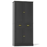 thumbnail of Vorratsschrank 80x40x182 cm Schwarz mit Schublade, 4 Türen, verstellbaren Einlegeböden und Kippschutz, Korpus aus MDF, moderner schlichter Stil