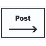 thumbnail of Post Schild mit Text und Richtungspfeil rechts Annahme Brief Paket waagerecht A4 (210x297mm)