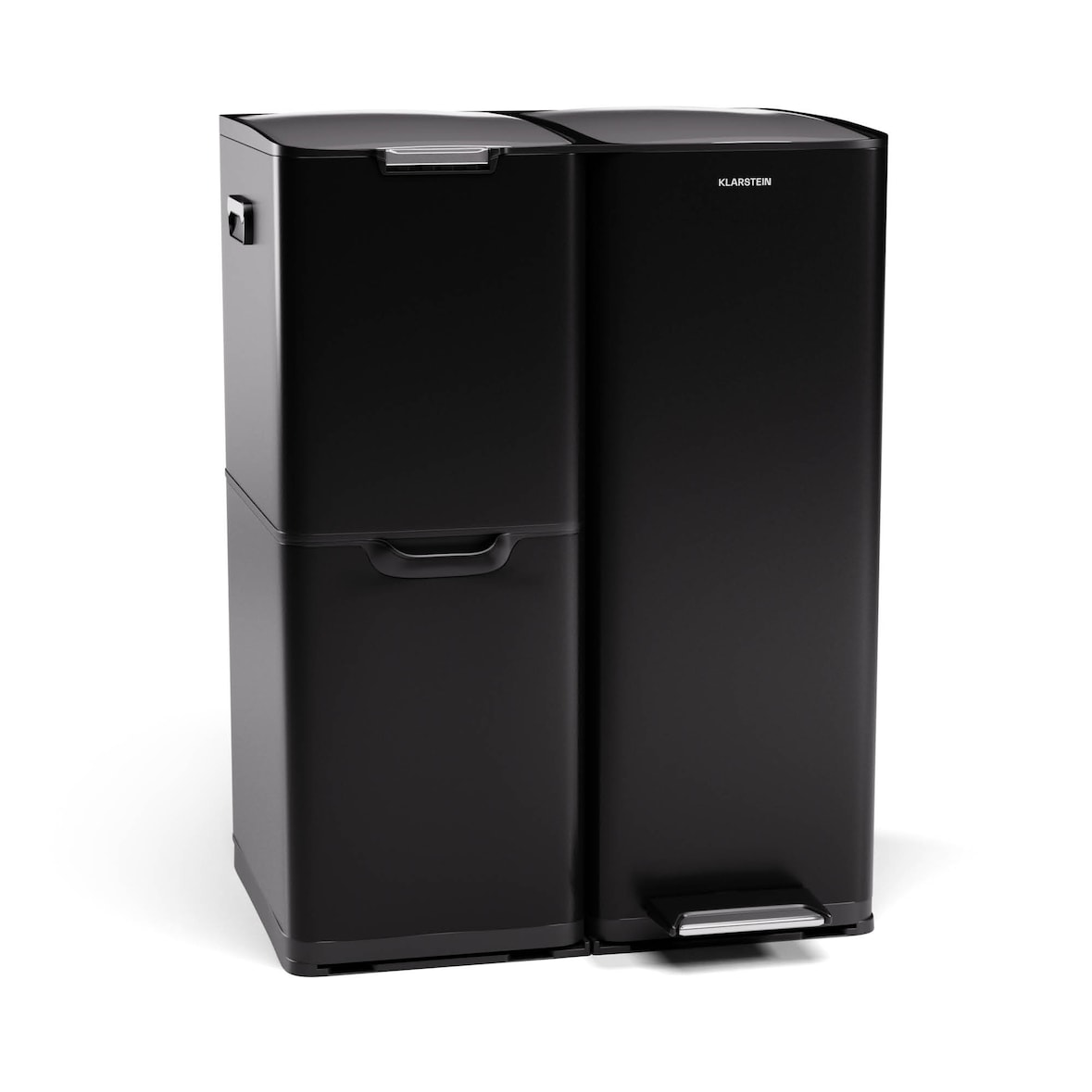 Tiyo 3-in-1 Mülleimer 60 L entnehmbare Eimer Soft-Close Schwarz
