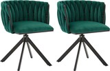 thumbnail of Drehstuhl Sessel 56x50x70 cm 2er Set 180 Grad Schwenkfunktion ergonomische Rückenform Metallgestell Velours Smaragdgrün