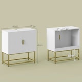 thumbnail of kleankin mueble para debajo del lavabo armario para lavabo de baño moderno armario bajo con 2 puertas y patas de acero dorado 60x30x65 cm blanco