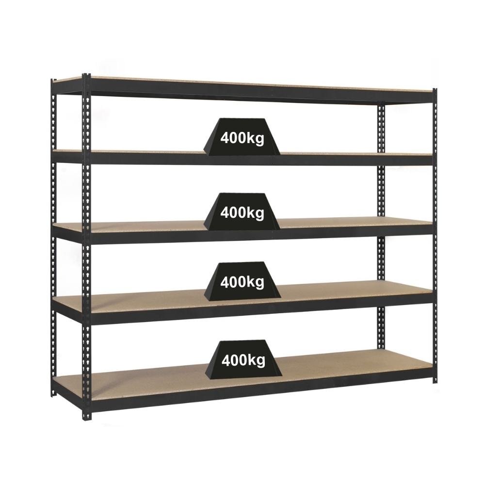 PROREGAL Schwerlastregal WOOD YETI FIVE | HxBxT 200x180x75cm | Fachlast 400kg | Anthrazit | Regal Standregal Werkstattregal Lagerregal Kellerregal