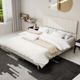 thumbnail of Moderner Minimalistischer Polsterbettrahmen 160x200 cm in Beige – Funktionales Schlafzimmermöbel ohne Stauraum