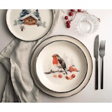 thumbnail of H&H, Servizio tavola 18 pezzi Frosty, set tavola natalizio, decoro pettirosso, in stoneware,