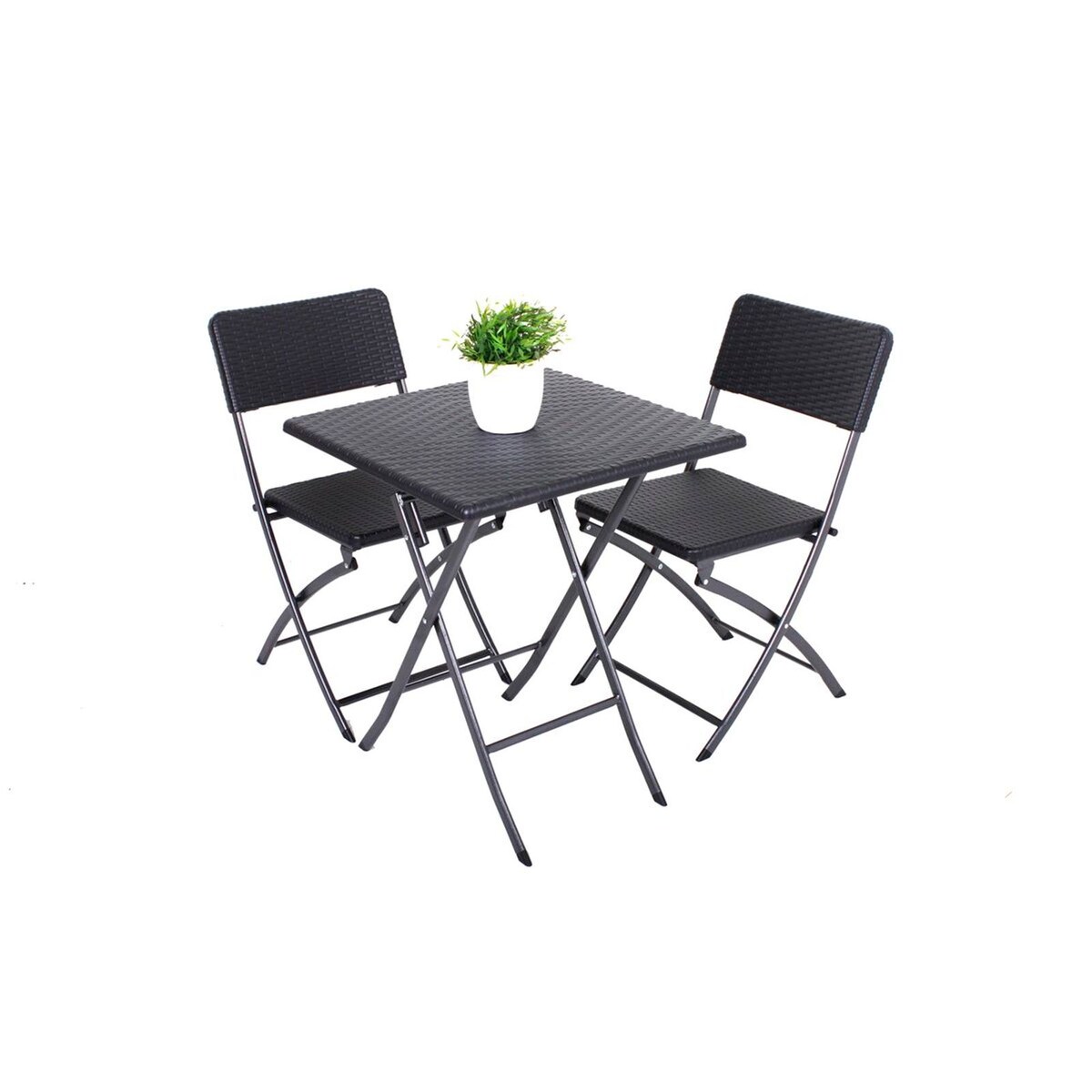 Gravidus 3-tlg. Balkon-Set Balkongruppe Tisch Stuhl klappbar Rattan-Optik