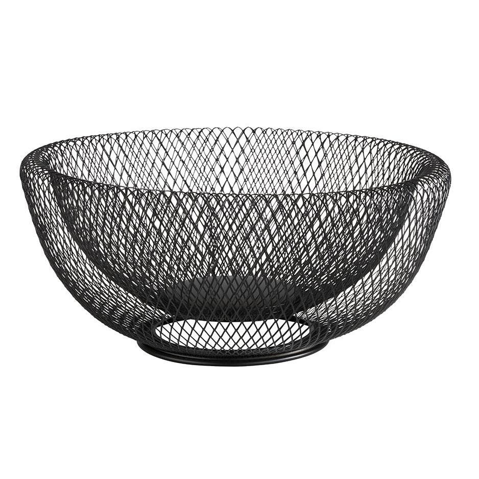 APS 30206 Corbeille à pain ou fruits métal chromé noire Wire Ø 31 cm, H 14 cm