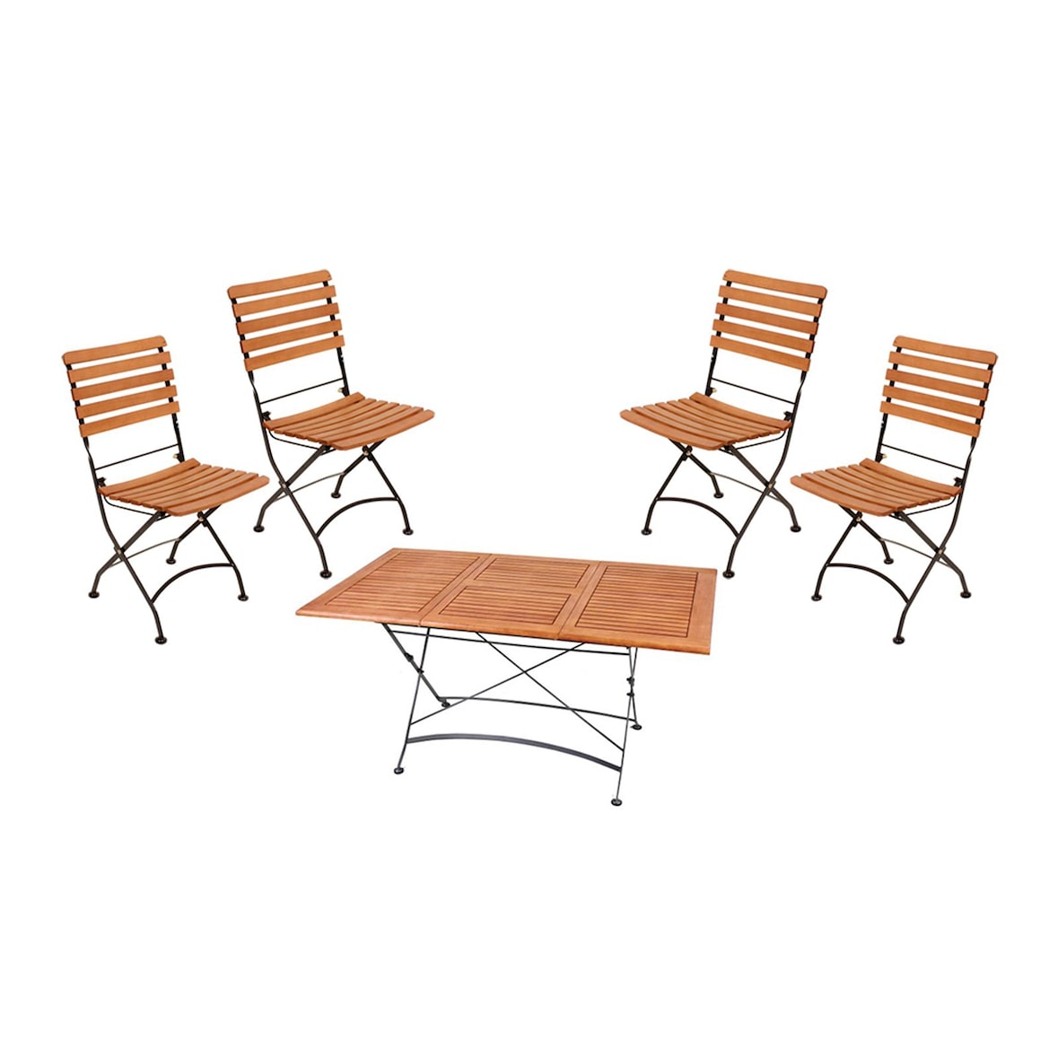 5-tlg. Gartengruppe Sitzecke Tischgruppe Garten Tisch Klappstuhl