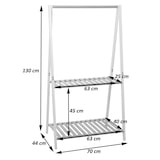 thumbnail of Bambus Standgarderobe HWC-Q32, Garderobenständer Kleiderständer Schuhregal, Stange 2 Ablagen 130x70x44cm ~ natur-weiß
