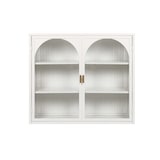 thumbnail of Wandschrank Hängeschrank 60x70x23 cm Weiß mit Glastüren und 3 Ebenen, Metallrahmen mit Flechtoptik, flexibel montierbar, modern