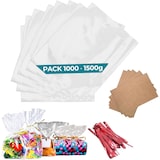 thumbnail of 100 Sacos de Celofane Transparente com Base de Cartão e Atilho 11x32 cm – Para 1500g de Doces, Bolachas e Presentes