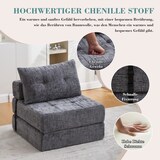 thumbnail of Klappbares Schlafsofa Schlafsessel Bodensofa Gästebett 79x79x57 mit Kopf- und Lumbalkissen hochdichter Schaum Cordbezug platzsparend Grau