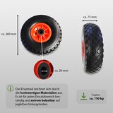 thumbnail of 2x Sackkarrenrad PU-Rad 260x85 mm 3.00-4 75 mm zentrierte Nabe Ø 20 mm rot Vollgummi Bollerwagen