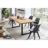 thumbnail of SalesFever Eettafel Tree Edge | 200 x 100 cm | Tafelblad massief eiken | Onderstel metaal zwart | B 200 x D 100 x H 75 cm | natuur