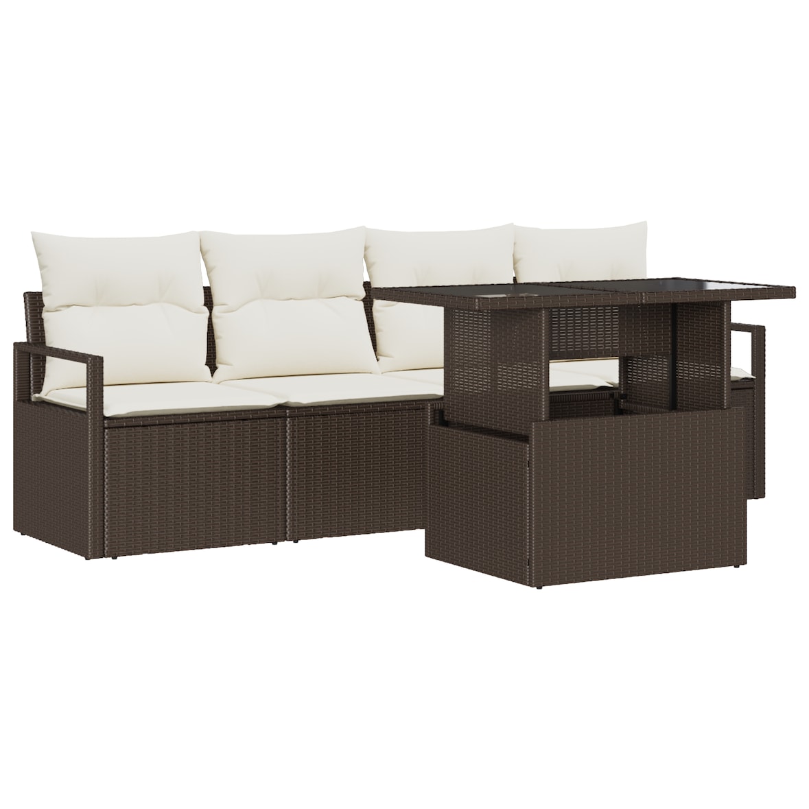 vidaXL 5-teiliges Garten-Sofa-Set mit Kissen in Braun aus Poly Rattan