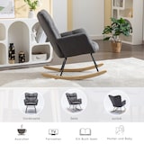 thumbnail of Gepolsterter Schaukelstuhl Grau 80x70x95 cm – Leinenstoff, Holz- & Metallrahmen, ergonomisch, Wohnzimmer & Schlafzimmer