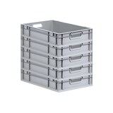thumbnail of PROREGAL SuperSparSet 5x Eurobox NextGen Economy mit Scharnierdeckel & roten Verschlüssen, Griffe offen, HxBxT 12x40x60cm, 23L, Eurobehälter, Box