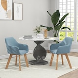 thumbnail of Pack de 2 sillas de comedor sillas de cocina tapizado en terciopelo con respaldo reposabrazos y patas de madera carga 120 kg 54x57x80 cm azul