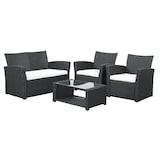 thumbnail of METRO PROFESSIONAL Salotto da esterno Brantford 4 pezzi, polyrattan/poliestere, 2 poltrone singole, 1 divano a 2 posti, 1 tavolino, nero