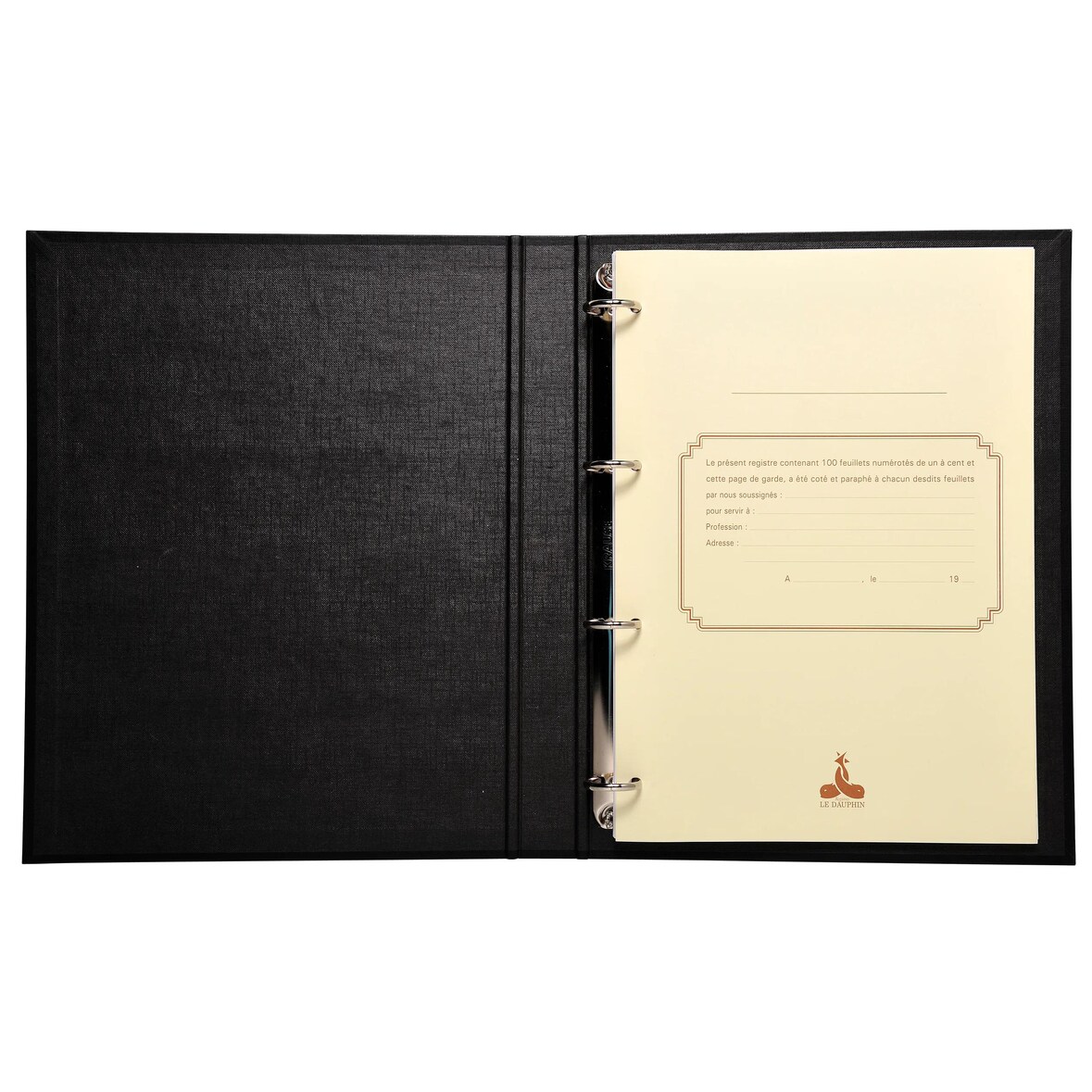 Le Dauphin - Réf. 931D - 1 Classeur ASSEMBLÉES GÉNÉRALES avec recharge de 100 feuillets -  4 anneaux - 32x26cm - A4 - Noir