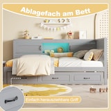 thumbnail of Schlafsofa 90x200 mit LED-Beleuchtung, Ausziehbar, Steckdose, USB-Anschlüssen, Grau – Multifunktional mit Stauraum und Komfort