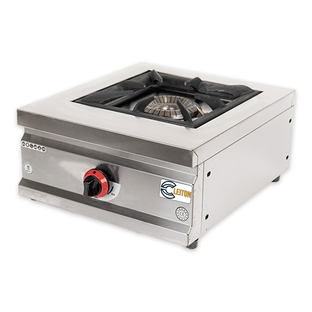 Cleiton® Cocina Industrial a Gas 1 Fuego de 35x55 cm Sobremesa de Acero Inoxidable con Regulador de Fuego y Termopar | Hornillo de Gas Butano