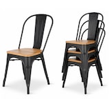 thumbnail of Kosmi - Lot de 4 chaises en métal Noir Mat et Assise en Bois Clair - Style Industriel