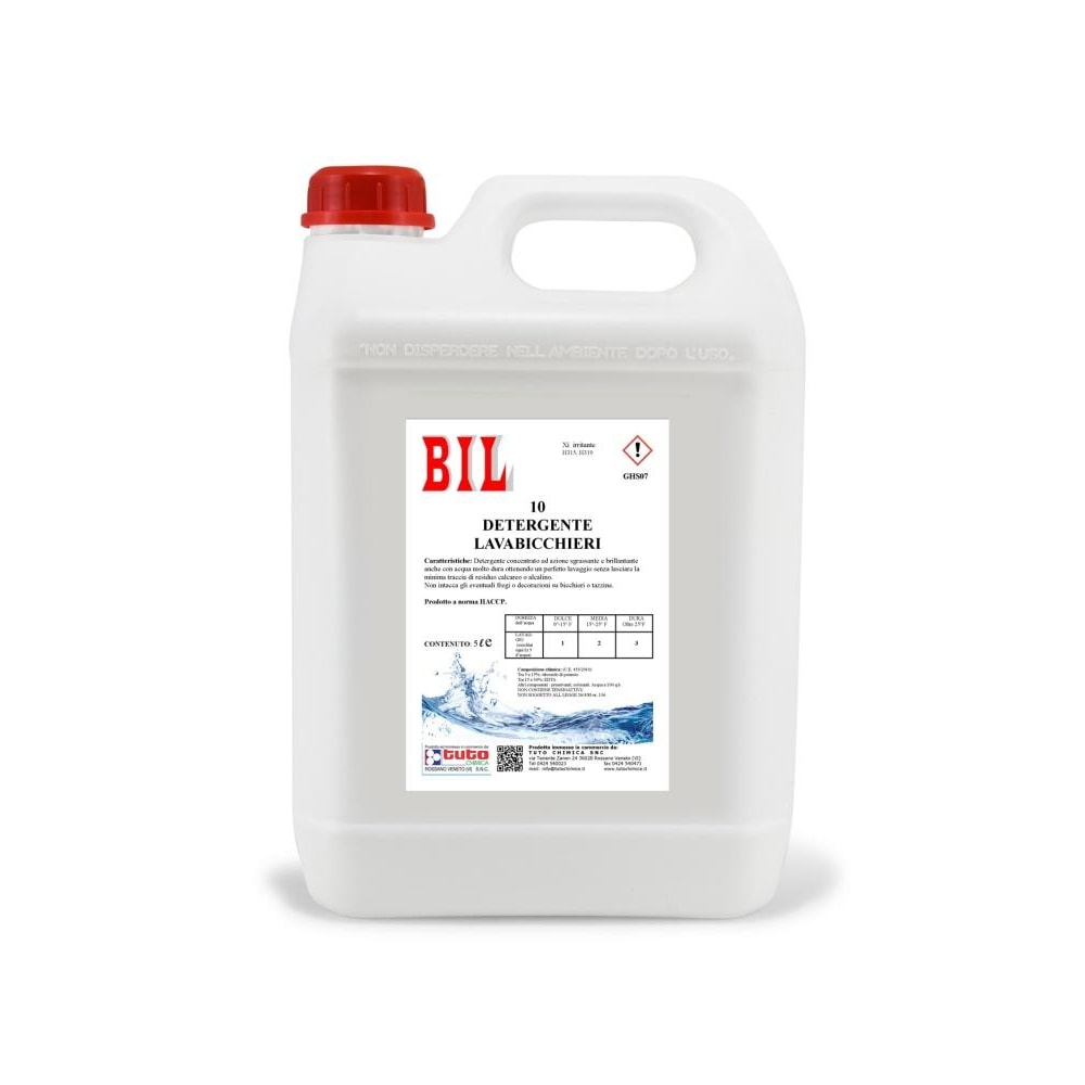 Bil 10 Detergente Lavabicchieri Bar 5 kg Prodotto Professionale - HACCP