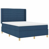 thumbnail of vidaXL Boxspringbett mit Matratze mit Kopfteil Blau 140 x 190 cm Stoff