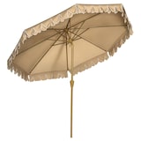 thumbnail of 4goodz Parasol met Volant en kantfranjes Ø264 cm - kantelbaar - Houtlook - kaki