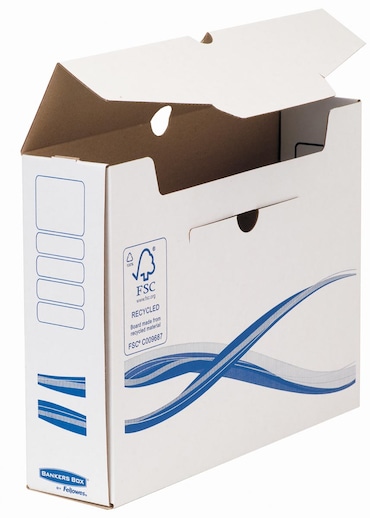 Bankers Box Archivschachtel Basic 4460102 A4+ 80mm ws/bl 25 St./Pack ...